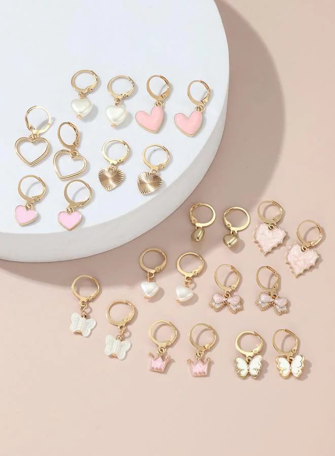 Take Two  Pack o 12 - Heart and Butterfly Charm Earrings for Women | Best Price UAE