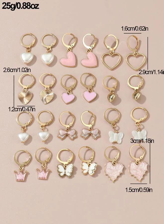Take Two  Pack o 12 - Heart and Butterfly Charm Earrings for Women | Best Price UAE