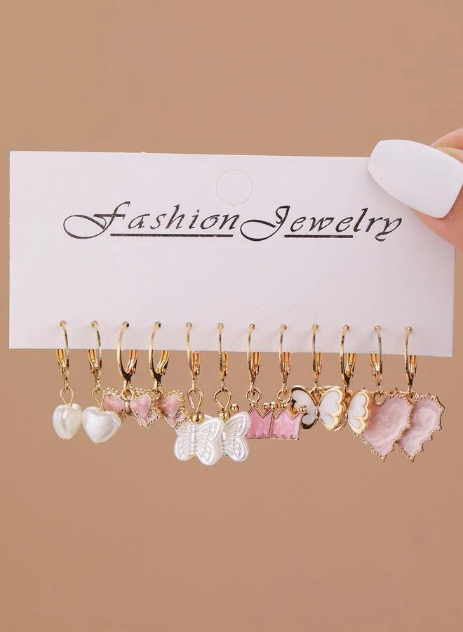 Take Two  Pack o 12 - Heart and Butterfly Charm Earrings for Women | Best Price UAE