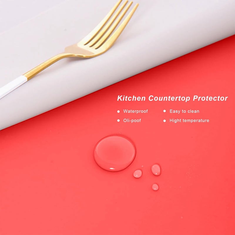 PUSCRIENO 2 PCS Silicone Mats for Kitchen Counter, 23.6" by 15.7" Multipurpose Mat,Heat Resistant Nonskid Table Mat for Air Fryer to Site on, Countertop Protector (red) - Image 5