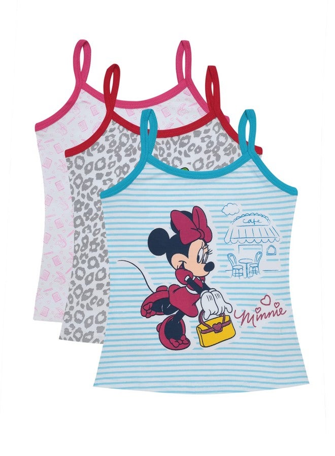 BODYCARE Girls Cotton Blend Regular Fit Minnie & Friends Vest| | Skin Friendly | Lightweight | Sleeveless Design | Pack of 3 - Assorted (KIA8611-PK003_P3), 7-8 Years - Image 1