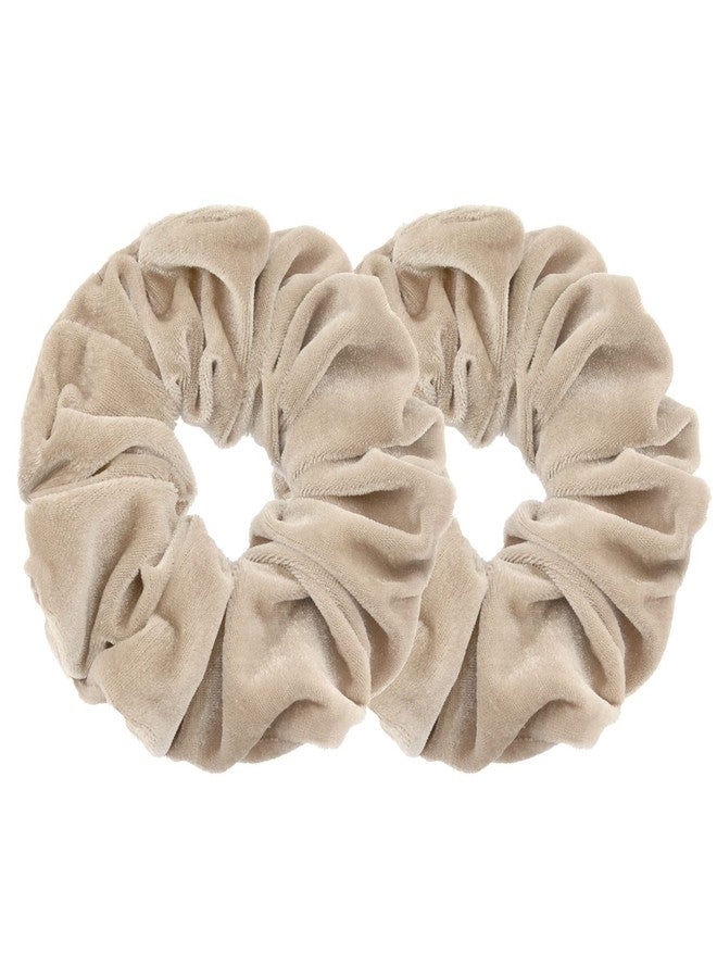 PIDOUDOU 2 Pcs Large Size Scrunchies for Thick Hair Women Hair Ties Accessories (2 Taupe) - Image 1
