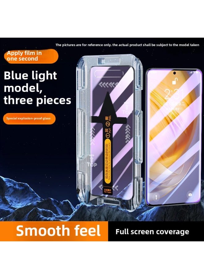 Generic For Opporeno11 Tempered Film Reno10 Mobile Phone Film Rneo9pro Full Screen Coverage Opp7por-Colour:Second Sticker Warehouse★Blu-ray 3 Pieces★Kunlun Explosion-proof Glass* Film Can Be Applied In One Second* Special For Handicapped People-Size:OPPO Reno5 K 5G  - Image 1