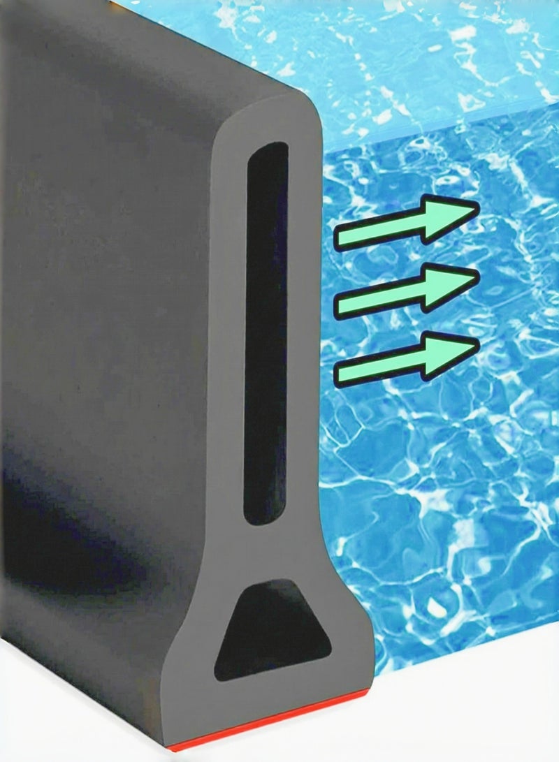 KUTONTECH Premium 2M Collapsible Threshold Water Dam - Home Retention System for Shower Barrier, Bathroom and Kitchen Stopper(Black). - Image 1