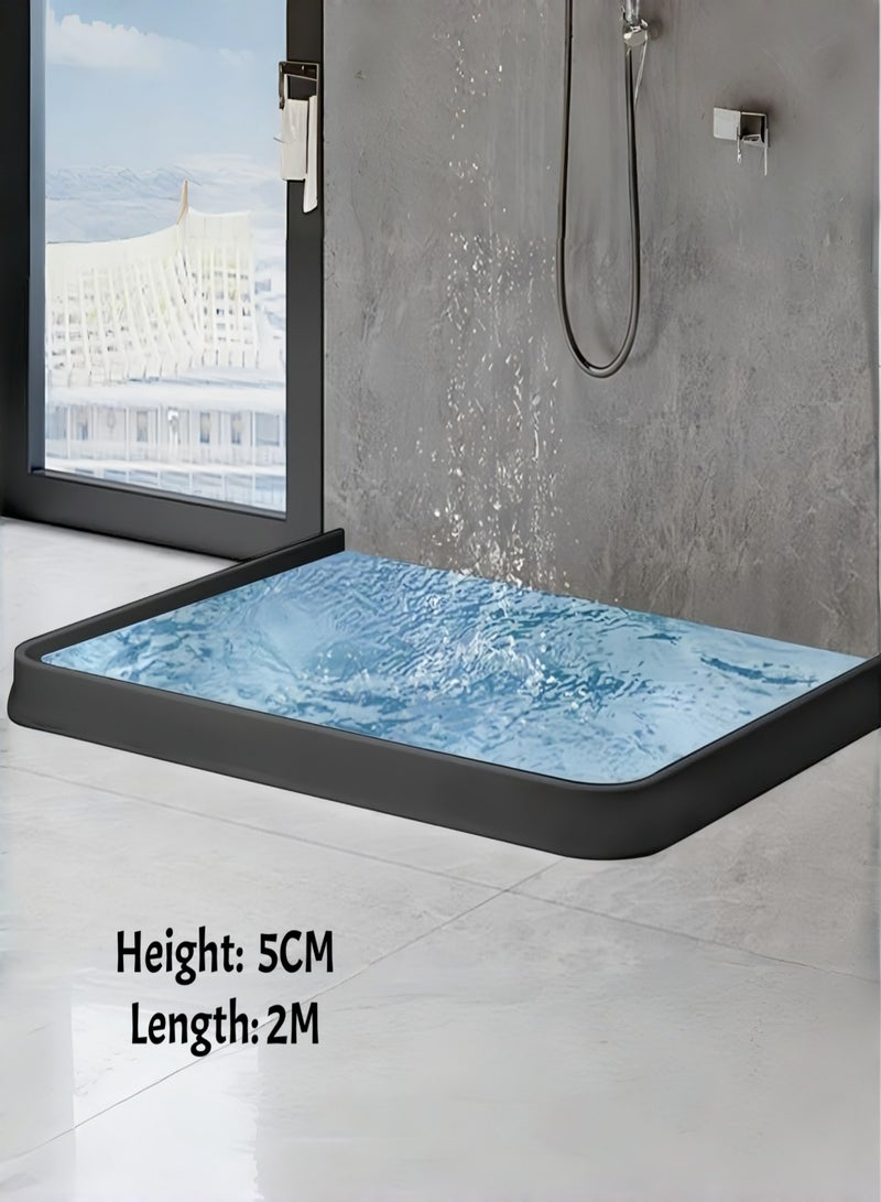 KUTONTECH Premium 2M Collapsible Threshold Water Dam - Home Retention System for Shower Barrier, Bathroom and Kitchen Stopper(Black). - Image 2