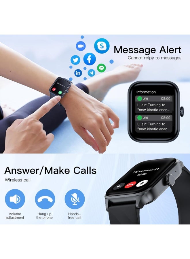 Weofly Active Smart Watch (Answer/Make Calls), 1.85" HD Touch Screen Smartwatch for Men Women Fitness Tracker with 100+ Sport Modes/Heart Rate/Blood Oxygen/Sleep Monitor IP67 Waterproof (Black) - Image 5