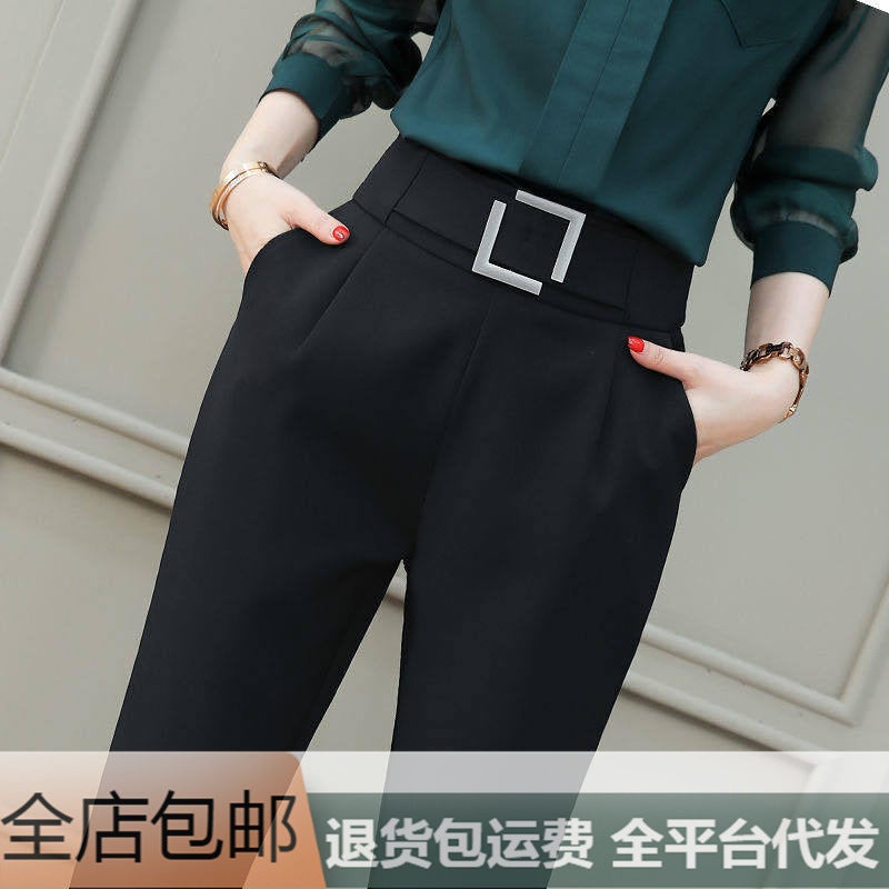High Waist Elastic Suit Pants Women Square Button Pants  - Image 2