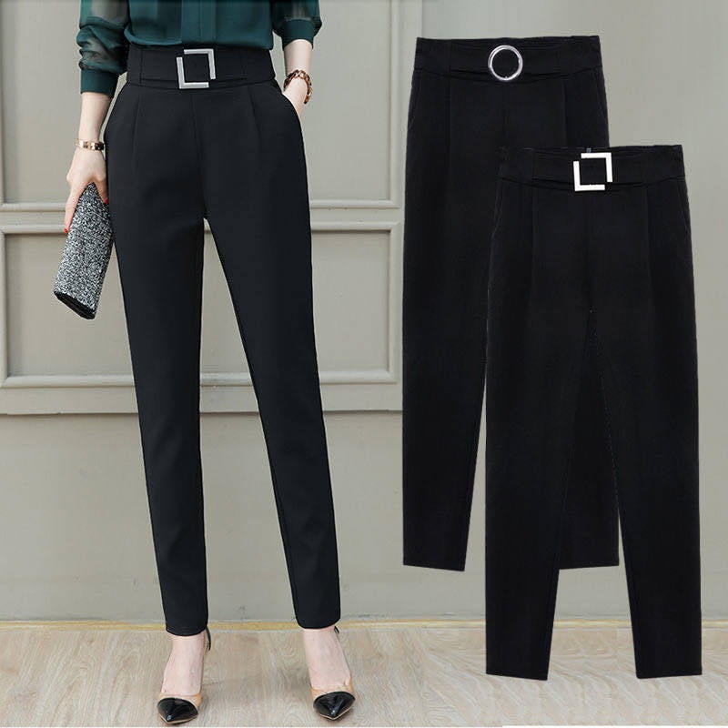 High Waist Elastic Suit Pants Women Square Button Pants  - Image 4