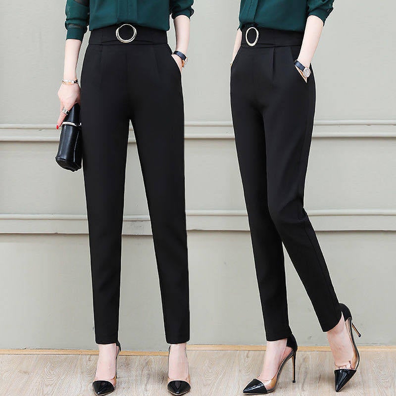 High Waist Elastic Suit Pants Women Square Button Pants  - Image 3