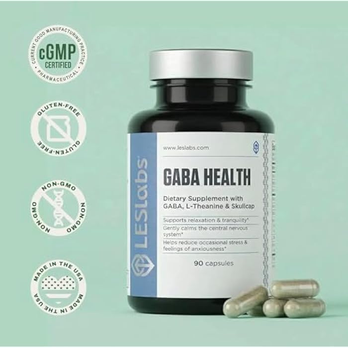 LES Labs GABA Health – Calm Mind & Relaxation, Stress Relief, Neurotransmitter Support & Deep Sleep – GABA, Taurine, Passionflower, Skullcap, L-Theanine & Magnesium – Non-GMO Supplement – 90 Capsules - Image 4