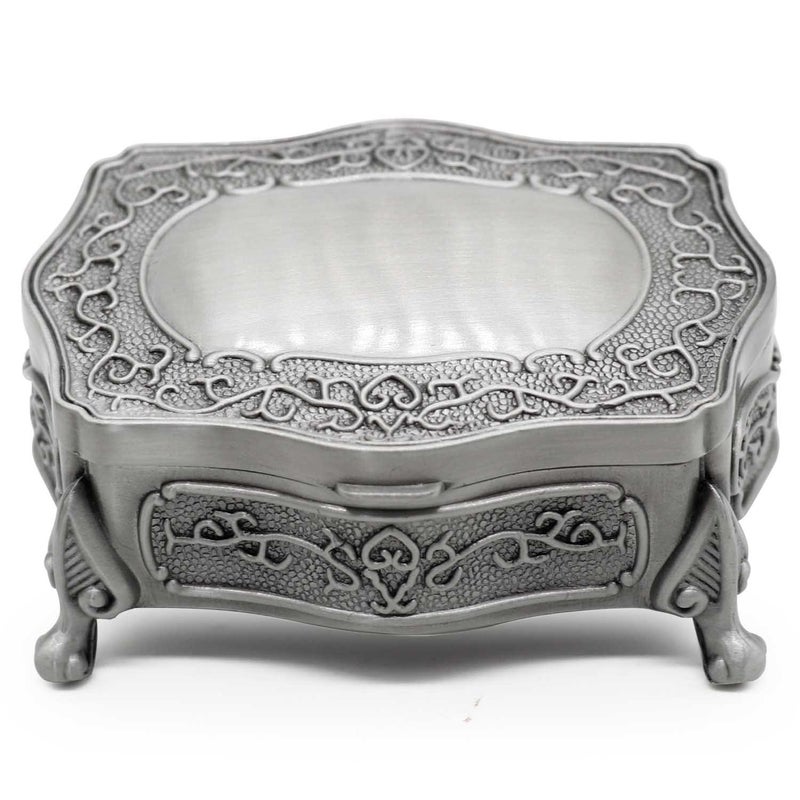AVESON Rectangle Vintage Metal Jewelry Box Trinket Gift Box Chest Ring Case for Girls Ladies Women, Small - Image 1