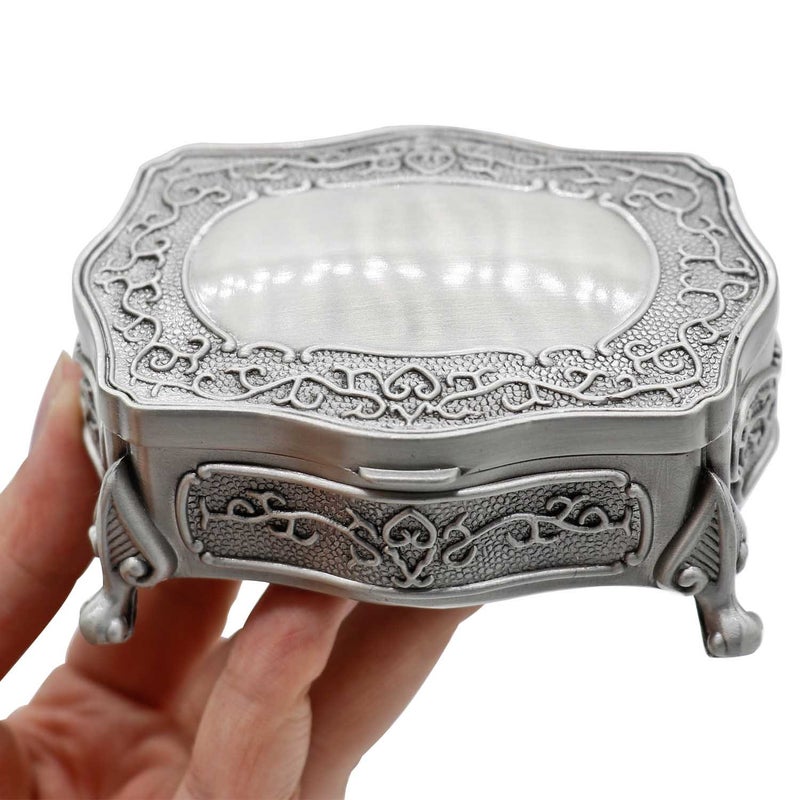 AVESON Rectangle Vintage Metal Jewelry Box Trinket Gift Box Chest Ring Case for Girls Ladies Women, Small - Image 5
