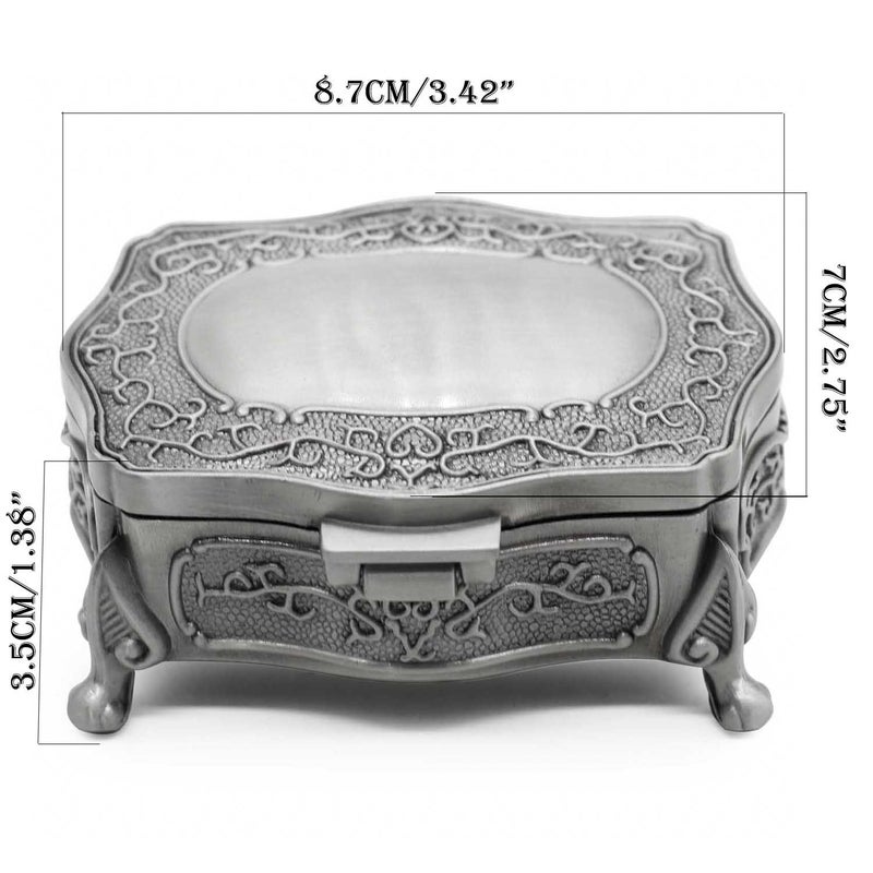 AVESON Rectangle Vintage Metal Jewelry Box Trinket Gift Box Chest Ring Case for Girls Ladies Women, Small - Image 3