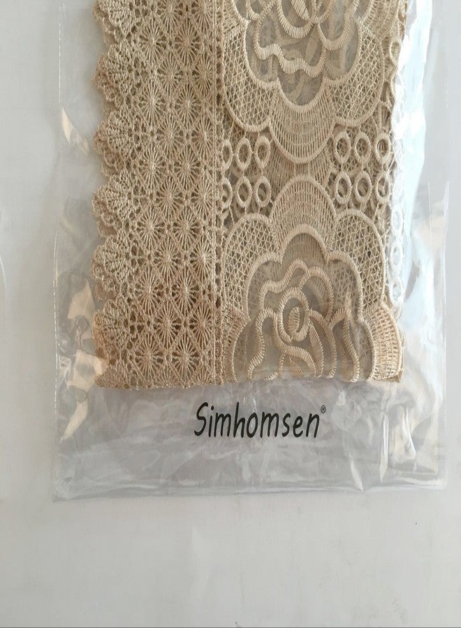 Simhomsen Beige Lace Table Runner Dresser Scarf Embroidered Rose Flower 16 × 72 Inch Long - Image 5