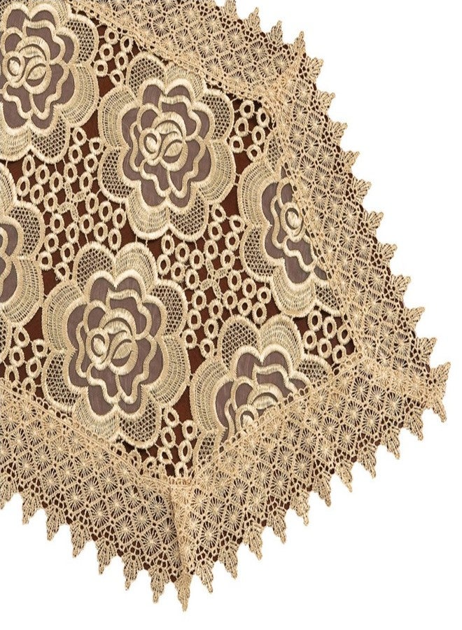 Simhomsen Beige Lace Table Runner Dresser Scarf Embroidered Rose Flower 16 × 72 Inch Long - Image 2