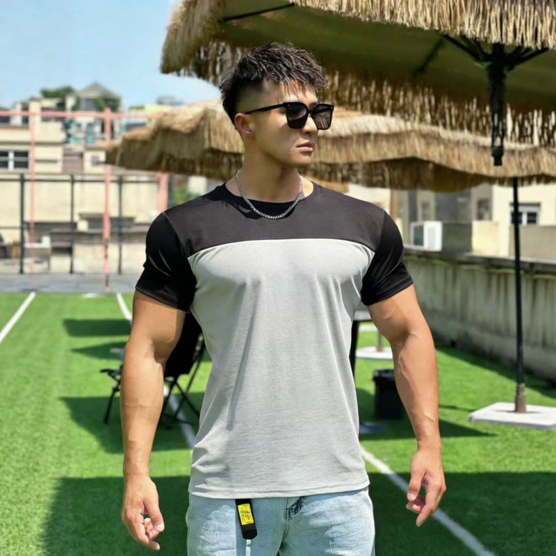 2026 Summer Men's Color Block Slim Fit Quick Dry T-Shirt - Image 1