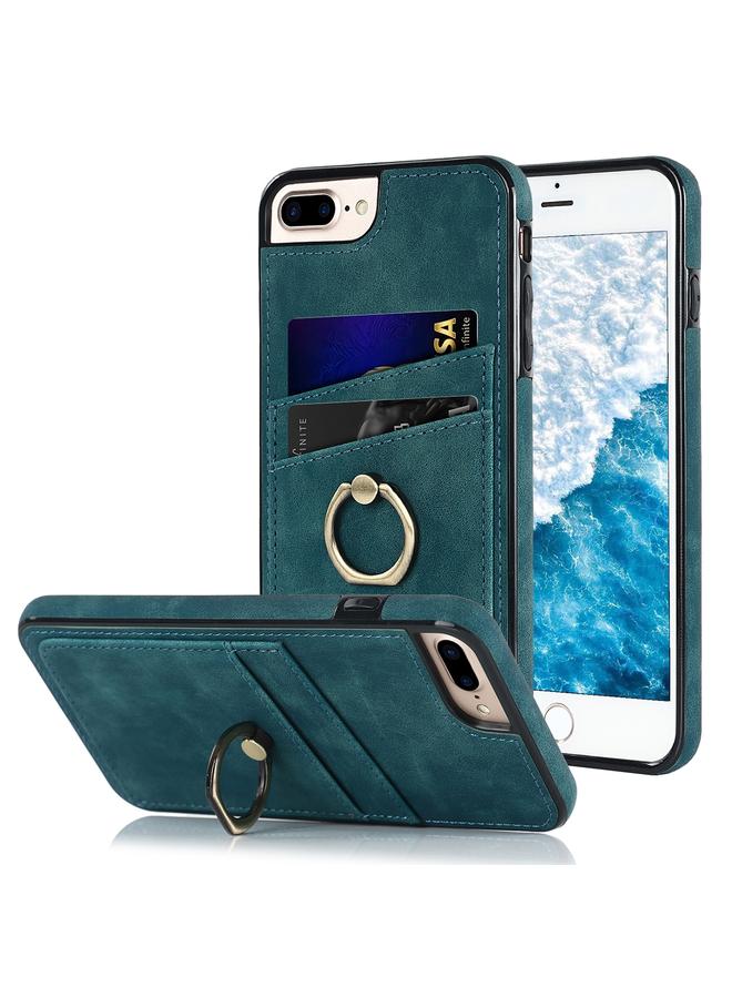 Vintage Patch Leather Phone Case with Ring Holder For iPhone 7 Plus/8 Plus