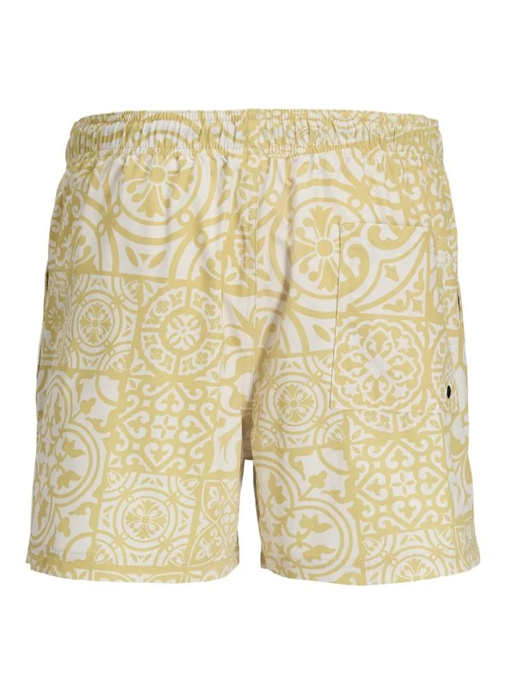 جاك اند جونز Swim Aop Tiles Drawstring Shorts