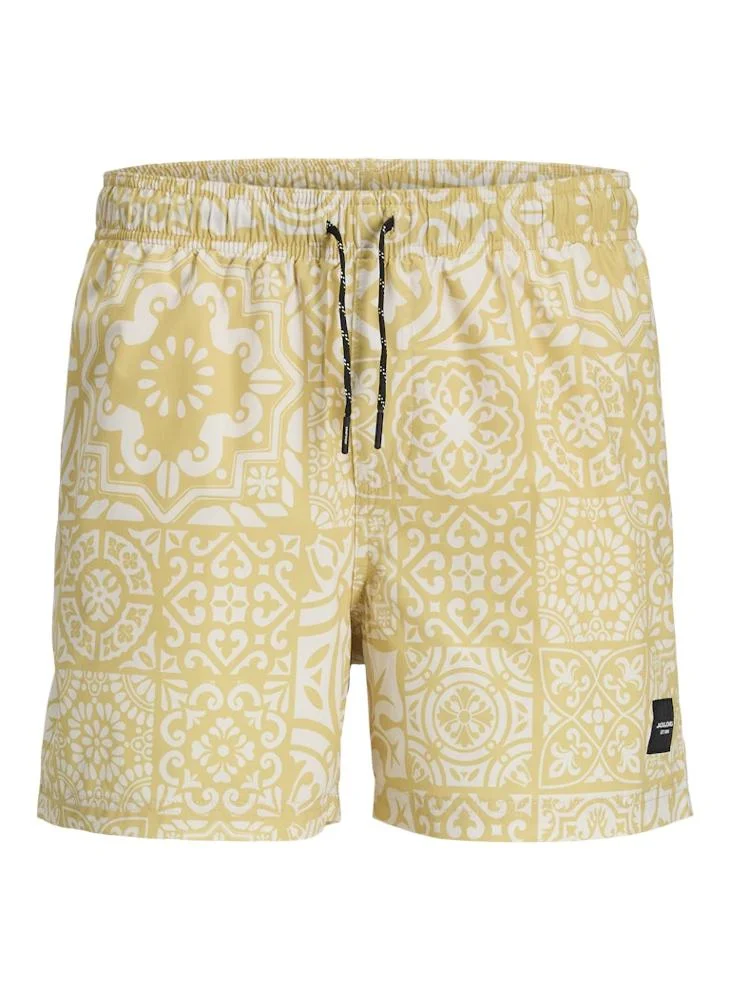 جاك اند جونز Swim Aop Tiles Drawstring Shorts