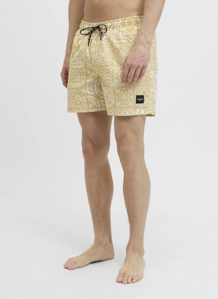 جاك اند جونز Swim Aop Tiles Drawstring Shorts