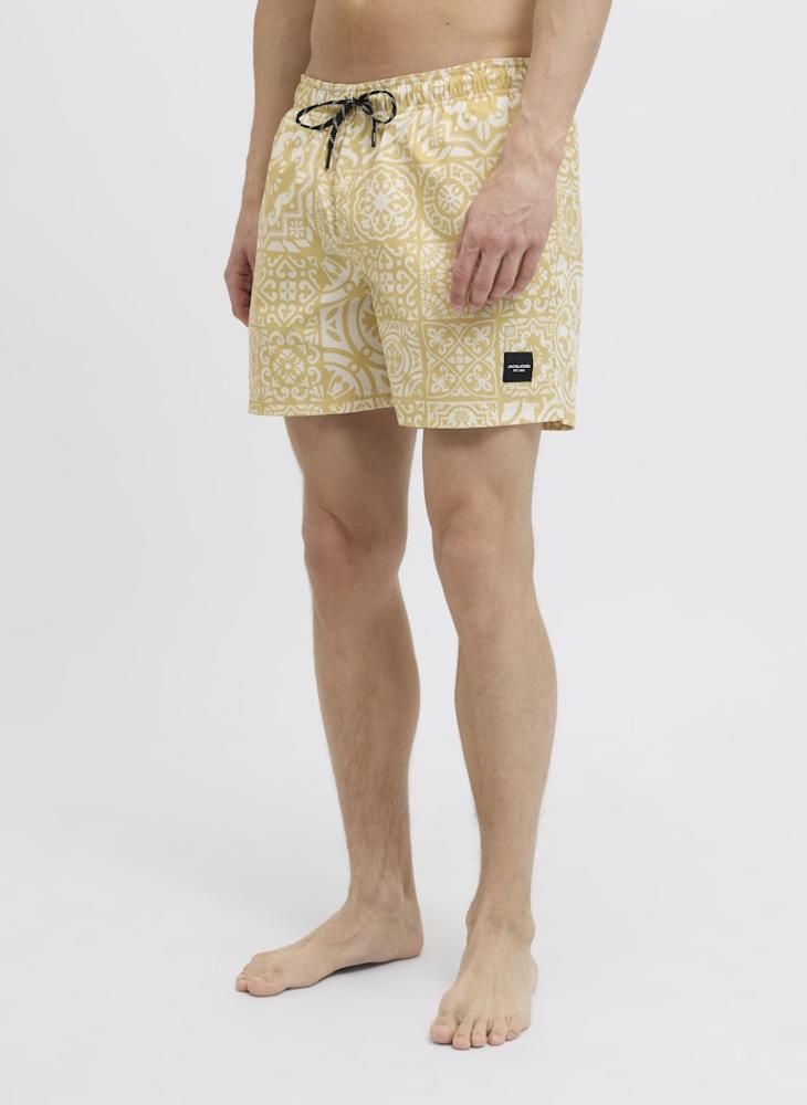 JACK & JONES Swim Aop Tiles Drawstring Shorts  - Image 3