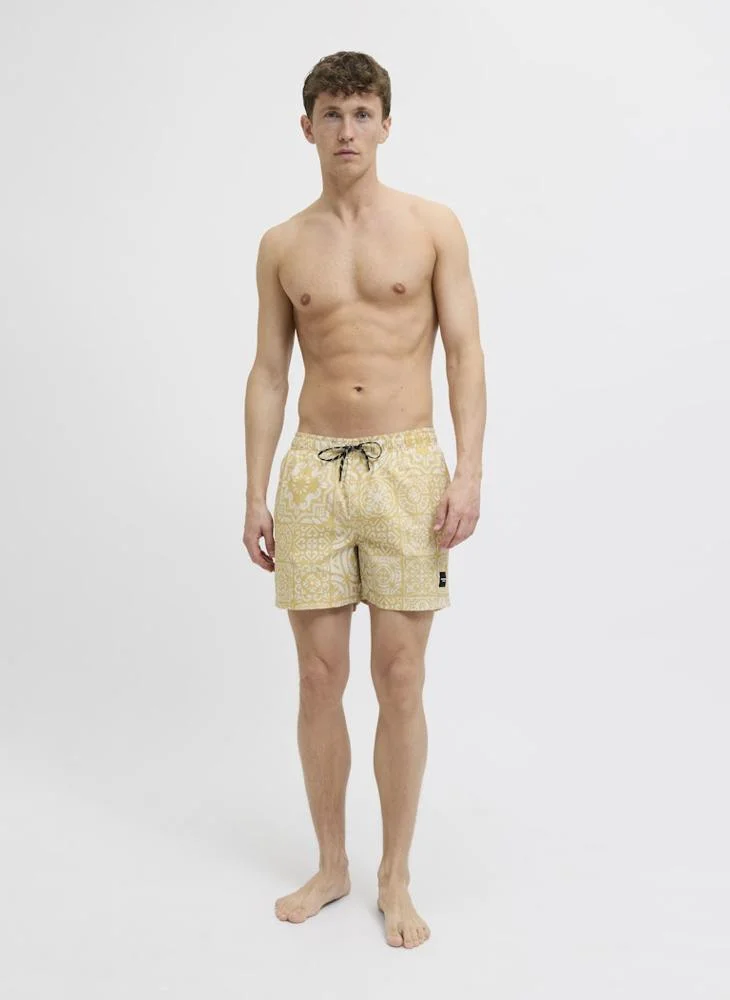 جاك اند جونز Swim Aop Tiles Drawstring Shorts