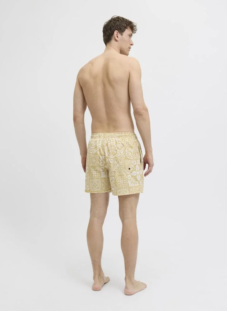 جاك اند جونز Swim Aop Tiles Drawstring Shorts