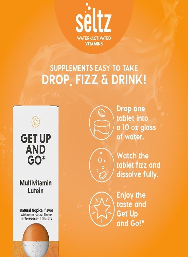 Seltz® Get Up and Go – فيتامينات متعددة فوارة مع اللوتين للطاقة اليومية وصحة العين ودعم مضادات الأكسدة – بنكهة استوائية، 20 قرصًا (عبوة واحدة) - Image 4