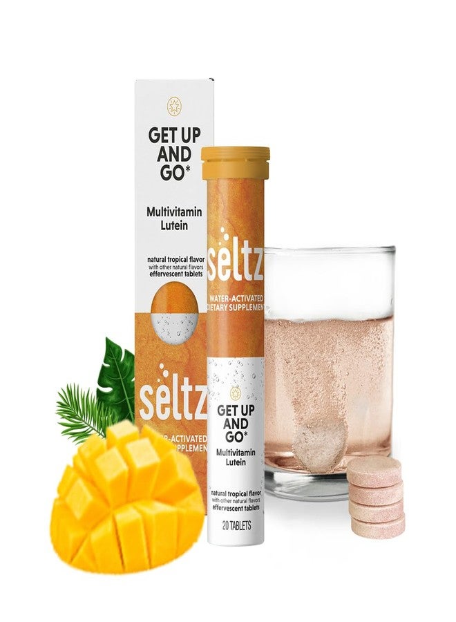 Seltz® Get Up and Go – فيتامينات متعددة فوارة مع اللوتين للطاقة اليومية وصحة العين ودعم مضادات الأكسدة – بنكهة استوائية، 20 قرصًا (عبوة واحدة) - Image 1