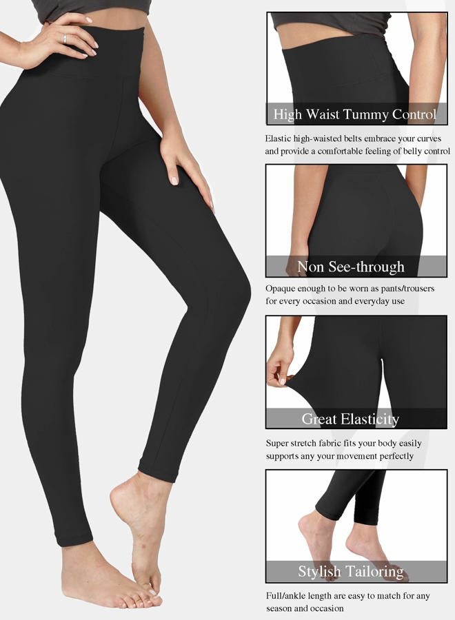 VALANDY High Waisted Leggings for Women Buttery Soft Stretchy Tummy Control Workout Yoga Running Pants One&Plus Size, 7 Pack Black/Navy/Dark Gray/Brown/Burgundy/Olive/Grey Tie-dye, Small-Medium - Image 5