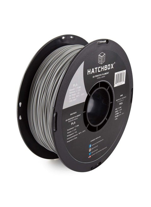 خيوط طابعة ثلاثية الأبعاد من HATCHBOX، رمادية باردة، مقاس 1.75 مم، PLA، بكرة 1 كجم، دقة الأبعاد +/- 0.03 مم، خيوط طباعة ثلاثية الأبعاد
