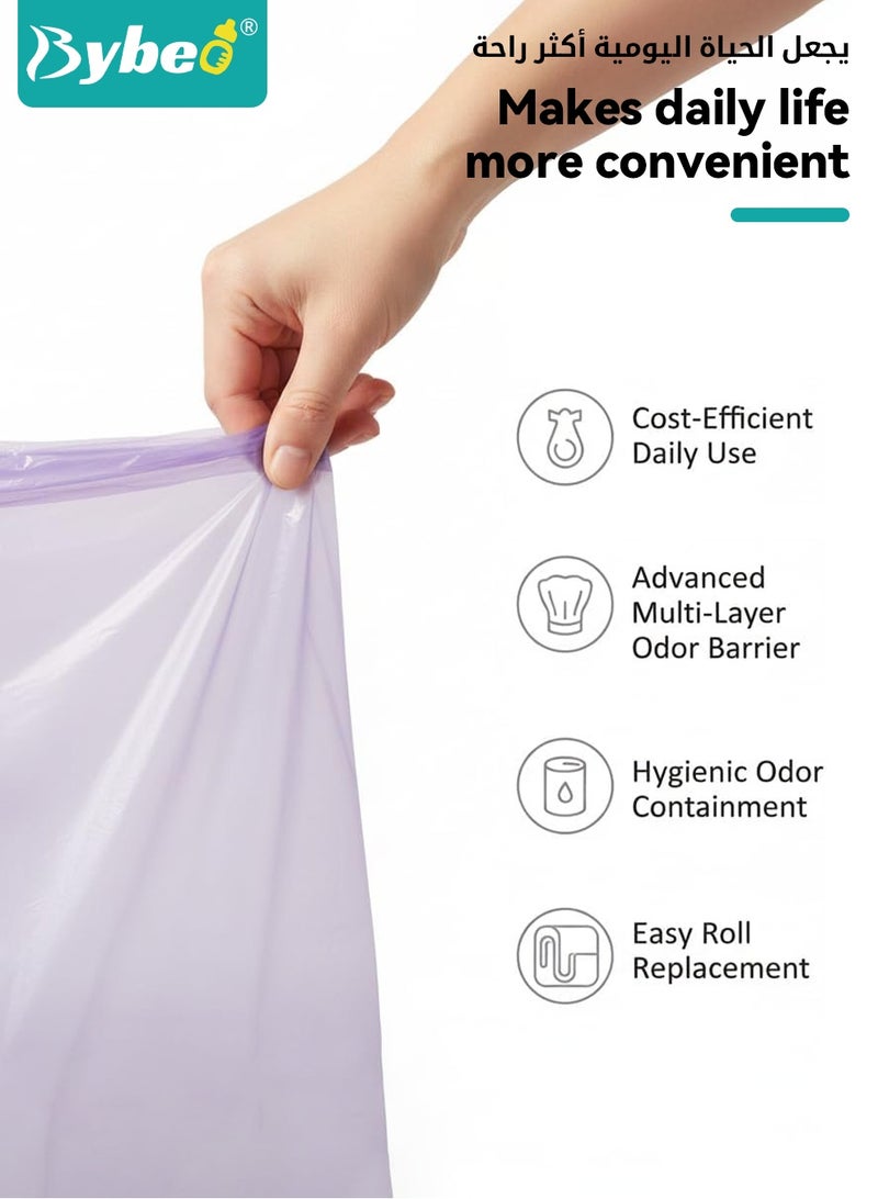 Bybeo 10 Pack Nappy Bin Refill Bags, Baby Waste Disposal Diaper Bag, Universal Nappy Bags, Smellproof Nappy Bin Liner Pails Disposal Systems, Compatible with Genie, Tommee Tippee Twist & Click, Tec, Simplee Sangenic, Bybeo - Image 3
