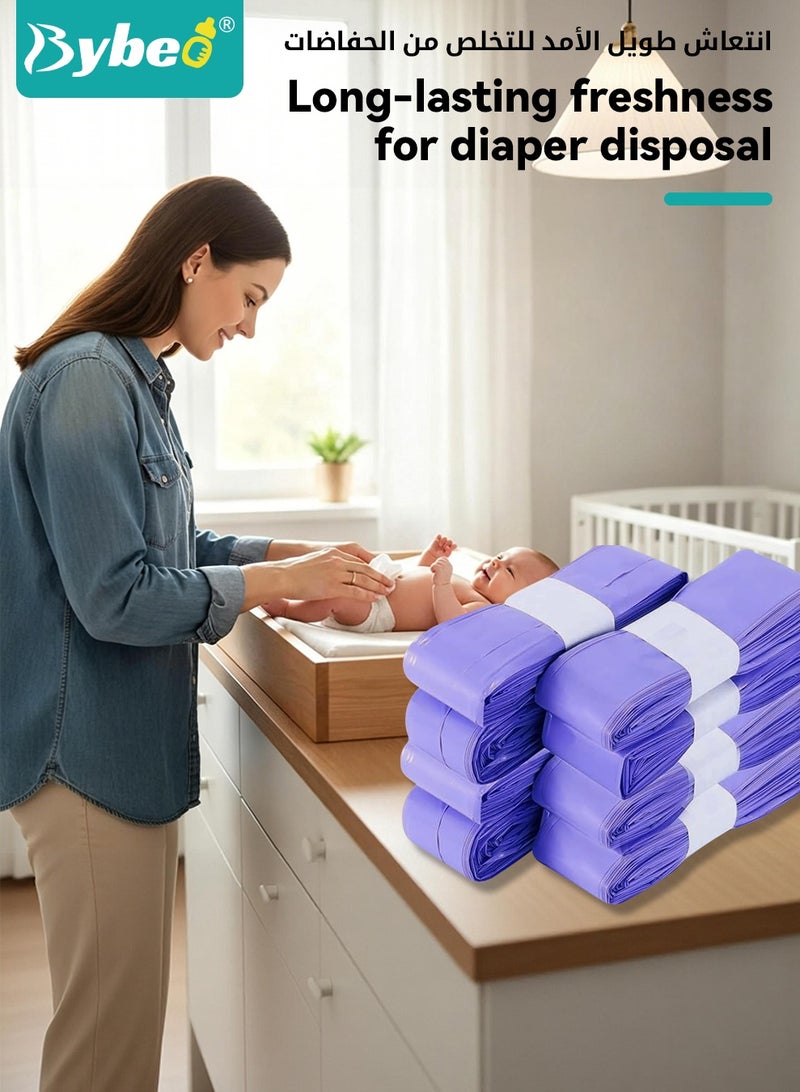 Bybeo 10 Pack Nappy Bin Refill Bags, Baby Waste Disposal Diaper Bag, Universal Nappy Bags, Smellproof Nappy Bin Liner Pails Disposal Systems, Compatible with Genie, Tommee Tippee Twist & Click, Tec, Simplee Sangenic, Bybeo - Image 4