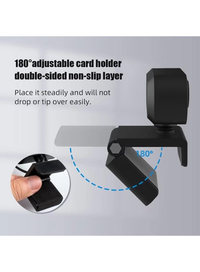 Web Digital Camera - 1080P Full HD with Built-in Microphone and USB Port - Suitable for Live Streaming, Meetings, Distance Learning - Black - Image 2