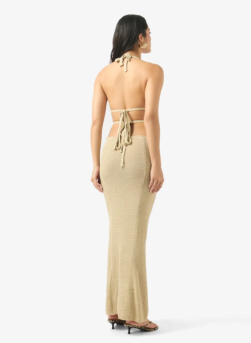 Soleira Crochet Dress With Waist Cut Out