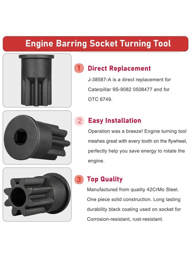 Camoo For Caterpillar J-42083 Automatic Timing Pin, 9U-7227 Injector Height Adjustment Gauge Tool & Engine Barring Socket Fits CAT 3406E, C-15 and C-16(Set of 3) - Image 5