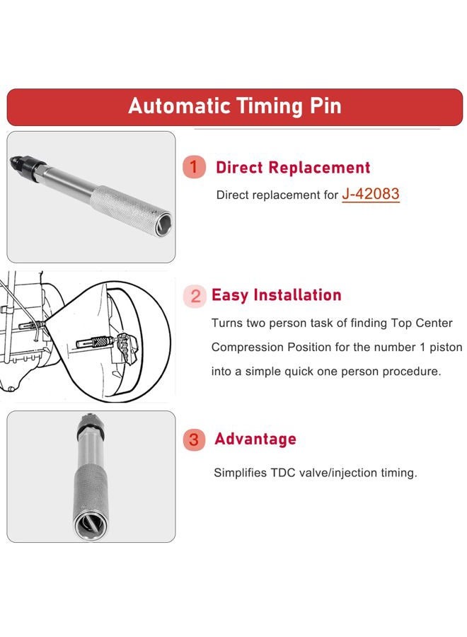 Camoo For Caterpillar J-42083 Automatic Timing Pin, 9U-7227 Injector Height Adjustment Gauge Tool & Engine Barring Socket Fits CAT 3406E, C-15 and C-16(Set of 3) - Image 3