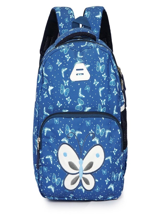 COMPASS Printed School Bag Butterfly Design for Kids Girls (Ideal for UKG LKG Nursery Age 2-5 Years Children) | Size 14 inch - Image 1