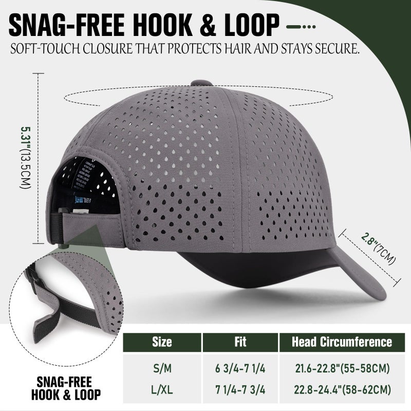 AOPREL Baseball Cap Breathable Mesh Golf Hat Quick Dry Adjustable Baseball Hats for Men and Women Sport Running Workout Grey - Image 5