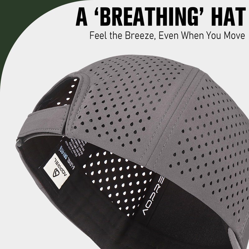 AOPREL Baseball Cap Breathable Mesh Golf Hat Quick Dry Adjustable Baseball Hats for Men and Women Sport Running Workout Grey - Image 3