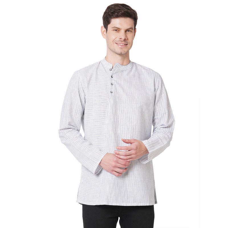ARCHATTIRE Men’s White Checkered Kurta for Men - Image 1