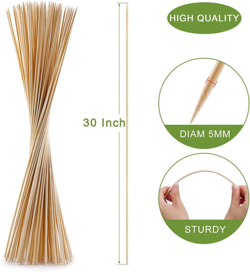 NadaKin 120 PCS Bamboo Marshmallow Roasting Sticks, SMores Skewers for Fire Pit, Extra Long 30 Inch Heavy Duty 5mm Thick Wooden SMores Sticks for Open Fire Pits Roaster Barbecue Hot Dog Camping Kebab Sausage - Image 2