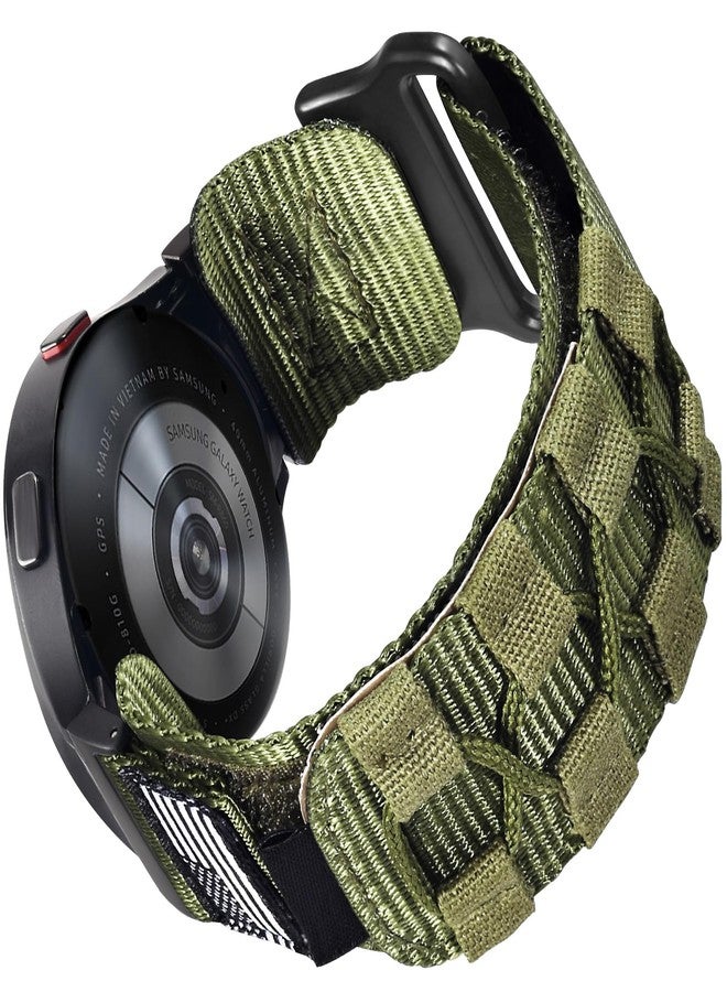 MOFREE Band for Samsung Galaxy Watch 7 6 4 5 Bands Men Women 40mm 44mm/Watchs 6 4 Classic 47mm 43mm 42mm 46mm/5 Pro 45mm/Active 2/FE, 20mm Nylon Woven Loop Sport Adjustable Strap for Men, Green - Image 1