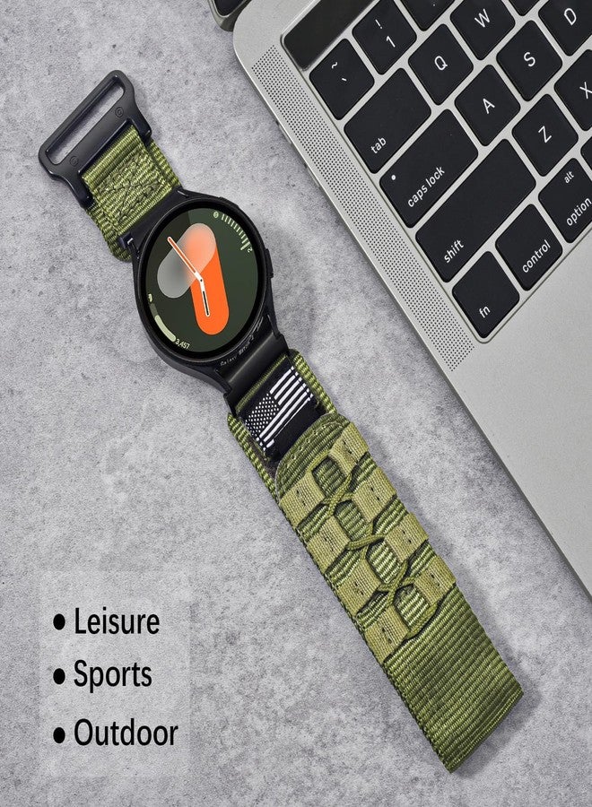 MOFREE Band for Samsung Galaxy Watch 7 6 4 5 Bands Men Women 40mm 44mm/Watchs 6 4 Classic 47mm 43mm 42mm 46mm/5 Pro 45mm/Active 2/FE, 20mm Nylon Woven Loop Sport Adjustable Strap for Men, Green - Image 5