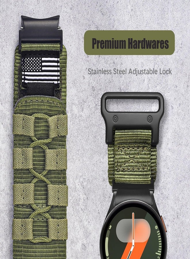 MOFREE Band for Samsung Galaxy Watch 7 6 4 5 Bands Men Women 40mm 44mm/Watchs 6 4 Classic 47mm 43mm 42mm 46mm/5 Pro 45mm/Active 2/FE, 20mm Nylon Woven Loop Sport Adjustable Strap for Men, Green - Image 4