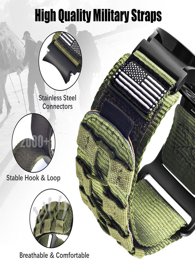 MOFREE Band for Samsung Galaxy Watch 7 6 4 5 Bands Men Women 40mm 44mm/Watchs 6 4 Classic 47mm 43mm 42mm 46mm/5 Pro 45mm/Active 2/FE, 20mm Nylon Woven Loop Sport Adjustable Strap for Men, Green - Image 3