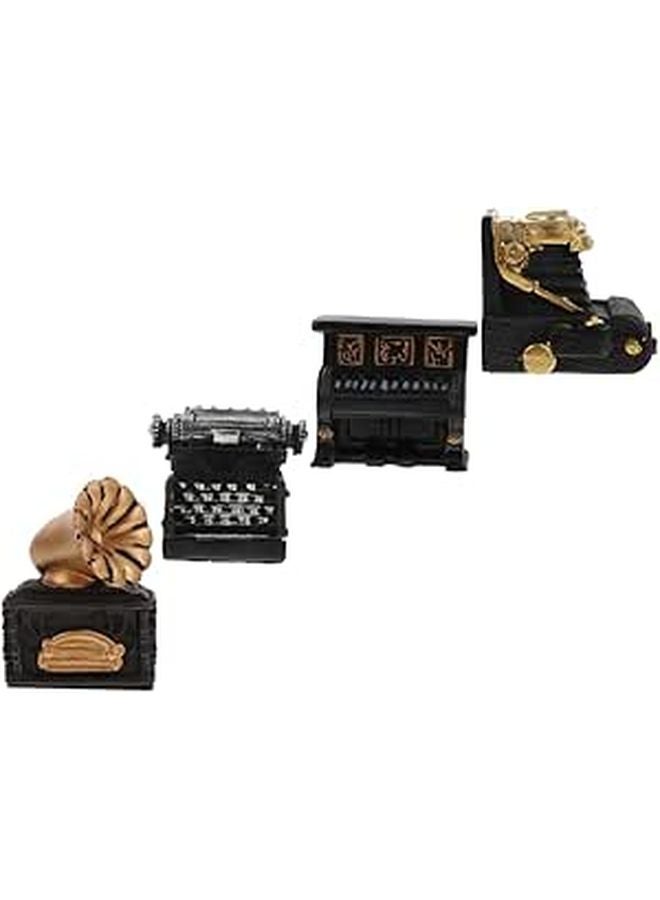 Retro Miniature Resin Decor Set Of 4 Vintage Typewriter Video Recorder Models Home Ornament - Image 1