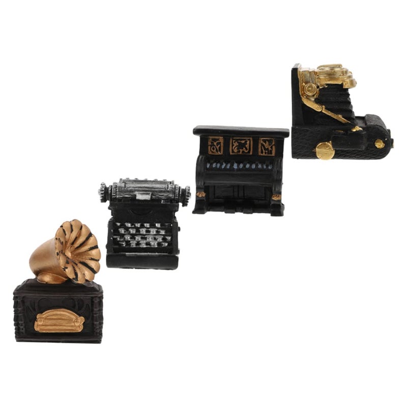 Retro Miniature Resin Decor Set Of 4 Vintage Typewriter Video Recorder Models Home Ornament - Image 2