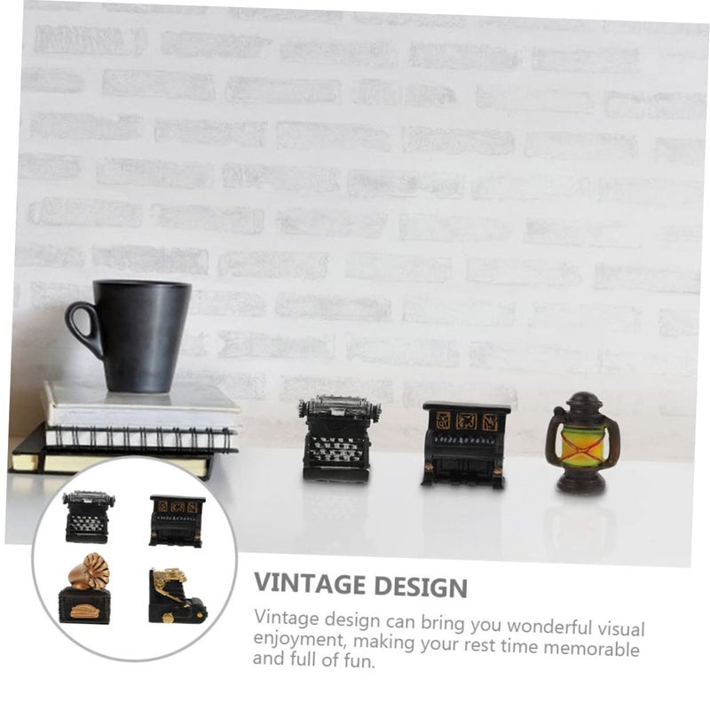 Retro Miniature Resin Decor Set Of 4 Vintage Typewriter Video Recorder Models Home Ornament - Image 3