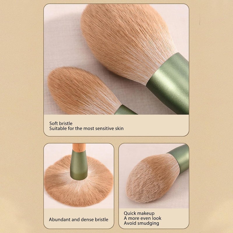 9pcs Makeup Brush Set, Professional Makeup Brush Kit, Soft Synthetic Fiber with Wooden Handle, Complete Cosmetic Brushes for Foundation Blush Eyeshadow, Gift for